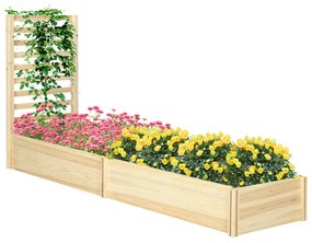 Outsunny Strat Înălțat pentru Grădină cu Spalier și Fund Deschis, 230x60x110 cm, Lemn Natural | Aosom Romania