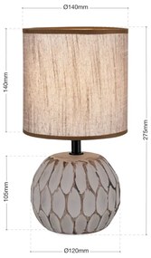 Lampă de masă Orion LA 4-1224/1 PINIA 1xE14/25W/230V ceramică bej/gri