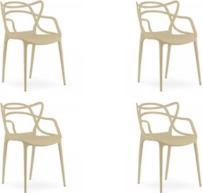 Set 4 bucati scaune din plastic KATO, bej