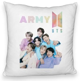 Perna Decorativa Fluffy BTS Army cu Semnaturi 2, 40x40 cm, Husa Detasabila, Burduf