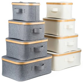 Cutie de depozitare G21 24 x 30 x 15 cm, dinbambus cu capac, bej