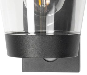 Aplică de perete exterioară neagră IP44 cu senzor de mișcare - Joren