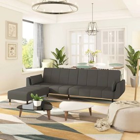 3081798 vidaXL Canapea extensibilă 2 loc. taburet/2 perne catifea gri închis