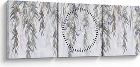 Tablou - Crenguțe de salcie cu fluturi (cu ceas) (90x30 cm)