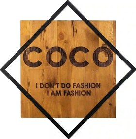Decoratiune perete FASHION, stejar/negru, lemn/metal, 54x54 cm