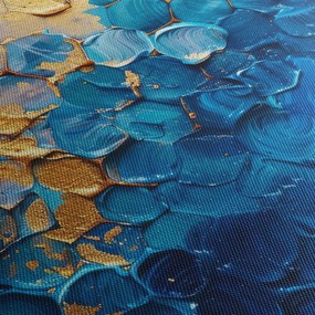 Tablou - Pictura albastru-auriu (cu ceas) (90x30 cm)