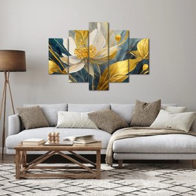 Tablou - Pictura de flori de aur (150x105 cm)