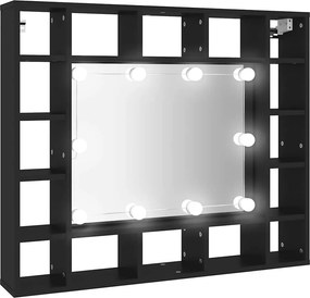 vidaXL Dulap cu oglindă cu LED, negru, 91x15x76,5 cm