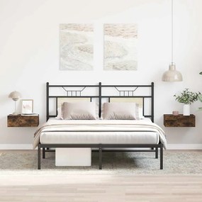 vidaXL Noptiere plutitoare 2 buc. stejar fumuriu 40x30x15 cm lemn