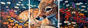 Tablou - Cerb pictat (cu ceas) (90x30 cm)