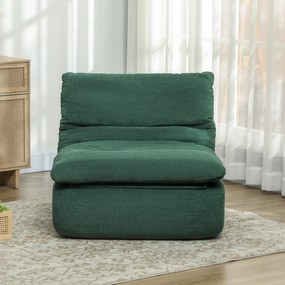 HOMCOM Scaun de Podea Modern și Capitonaț din Țesătură cu Aspect Catifelat Verde | Aosom Romania