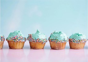 Tablou pe sticlă cu cupcakes (70x50 cm)