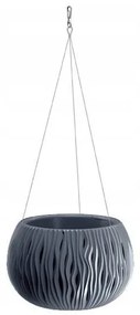 Ghiveci decorativ cu lant, rotund, antracit, 23.8x16.1, Sandy Bowl WS