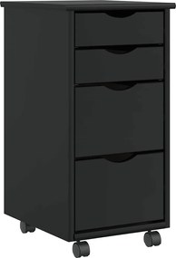 vidaXL Dulap rulant cu sertare „MOSS” din lemn masiv de pin negru