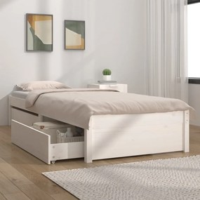 3103454 vidaXL Cadru de pat cu sertare Small Single 2FT6, alb, 75x190 cm