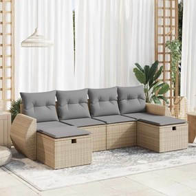 vidaXL Set canapele de grădină cu perne, 6 piese, bej, poliratan