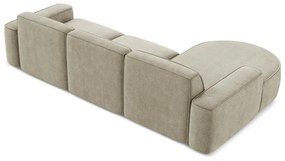 Colțar bej cu tapițerie din chenille (cu colț pe partea stângă/cu șezlong) Omao – Makamii