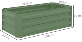 Outsunny Set de 2 paturi de legume pentru gradina dim. 100L x 50l x 30H cm - tabla de otel ondulata verde | Aosom Romania