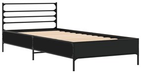 845582 vidaXL Cadru de pat, negru, 90x200 cm, lemn prelucrat și metal