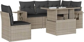 vidaXL Set canapele de grădină cu perne, 6 piese gri deschis poliratan