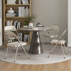 HOMCOM Set de 4 Scaune Pliabile, Scaune Moderne cu Perne din Poliester pentru Acasă și Birou, 45x46x78 cm, Bej | Aosom Romania