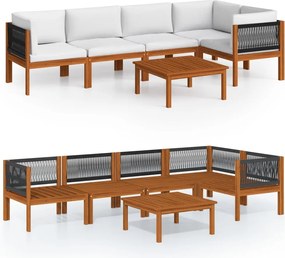 vidaXL Set fotoliu de grădină cu 6 piese și perne, crem, 63x63 cm