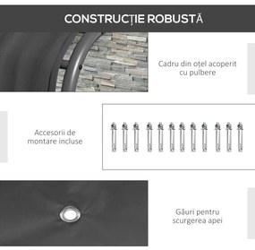 Outsunny Pergola Inclinata de 3 x 4m cu Copertina Retractabila