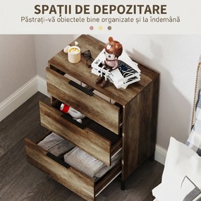 HOMCOM Comodă 3 Sertare Lemn | Aosom Romania