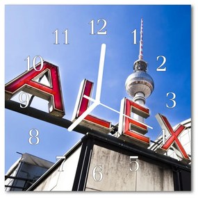 Ceas de perete din sticla pătrat Alexanderplatz Alexanderplatz Multi-colorat