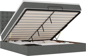 vidaXL Cadru pat otoman cu saltea țesătură gri închis 180x200 cm