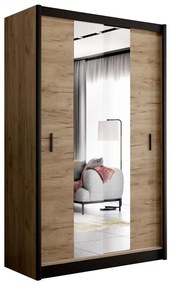 Dulap MIRO 150x215 cm cu oglindă, stejar craft/negru