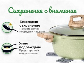 Set oale si tigai Just Perfecto JL-723, 21 h, Aluminiu turnat, Acoperire din marmura, Inductie, Steamer, Accesorii, Verde
