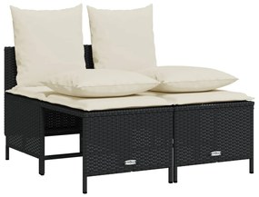 368380 vidaXL Set mobilier de grădină cu perne, 4 piese, negru, poliratan