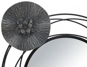 Decoratiune de perete neagra din metal si oglinda, 117x5,5x49 cm, Dark Round Mauro Ferretti