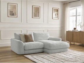 Colțar gri deschis cu tapițerie din chenille (cu colț pe partea dreaptă/cu șezlong) Leonore – Bobochic Paris