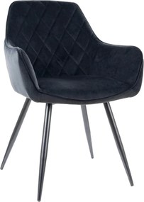 Scaun LINEA, negru, stofa catifelata/metal, 43x43x82 cm