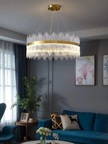 Candelabru Textura Cristal, Metal, 96W, Auriu