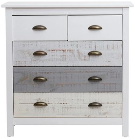 Comodă cu 4 sertare Marckeric Romantica, 79 x 80 cm, alb - gri