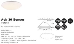 Plafoniera LED pentru baie cu senzor de miscare Ask 36 45386501 NL