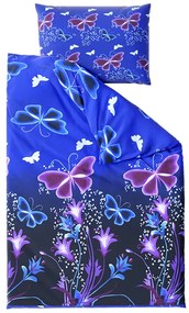 Lenjerie de pat din bumbac VIOLET BUTTERFLY albastru inchis, 100% bumbac Dimensiune lenjerie de pat: 70 x 90 cm | 140 x 200 cm