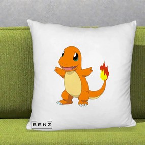 Perna Personalizata Charmander Pokemon, 40x40 cm, Alb Pufos, Husa Detasabila, Perna Inclusa, BEKZ®