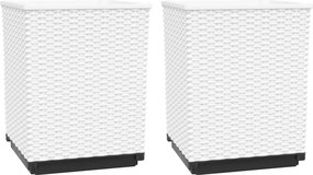 vidaXL Jardiniere, 2 buc., alb, 30x30x37 cm, polipropilenă