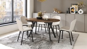 Mazzoni ALMO Nuc Elegant/picioare negre - MASĂ ROTUNDĂ EXTENSIBILĂ CU PICIOARE ÎN FORMĂ DE Y STIL LOFT PENTRU SALON/SUFRAGERIE