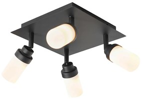 Spotlight modern pentru baie negru cu 4 lumini IP44 - Japie
