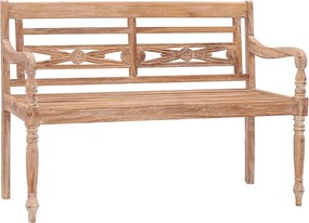 vidaXL Bancă Batavia, aspect văruit alb, 120 cm, lemn masiv de tec