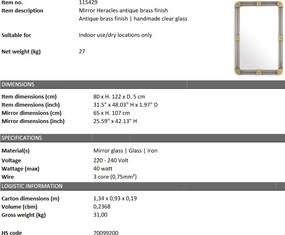 Oglinda decorativa LUX Heracles, alama antica 80x122cm 115429 HZ