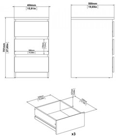 Comodă Simplicity 40 x 50 x 70 cm, hickory jackson