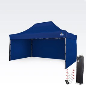 Cort de petrecere 3x4,5m - cu 3 pereți - Albastru