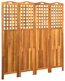 311880 vidaXL Paravan de cameră cu 4 panouri, 161x2x170 cm, lemn masiv acacia