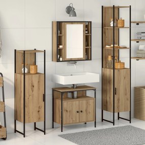 vidaXL Set de mobilier pentru baie, 4 piese din lemn ingineresc de stejar